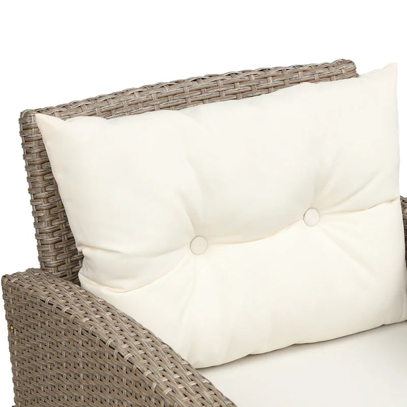 Salon, Extérieur, Ensembles de mobilier de patio, Canapé sectionnel en rotin 4 pièces avec coussins d'assise