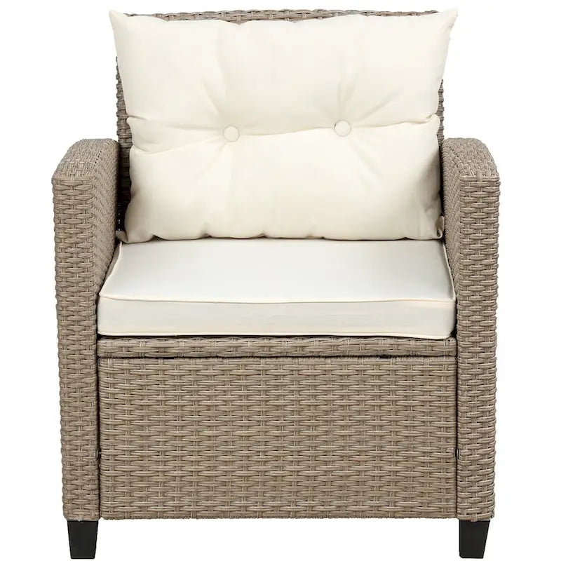 Salon, Extérieur, Ensembles de mobilier de patio, Canapé sectionnel en rotin 4 pièces avec coussins d'assise