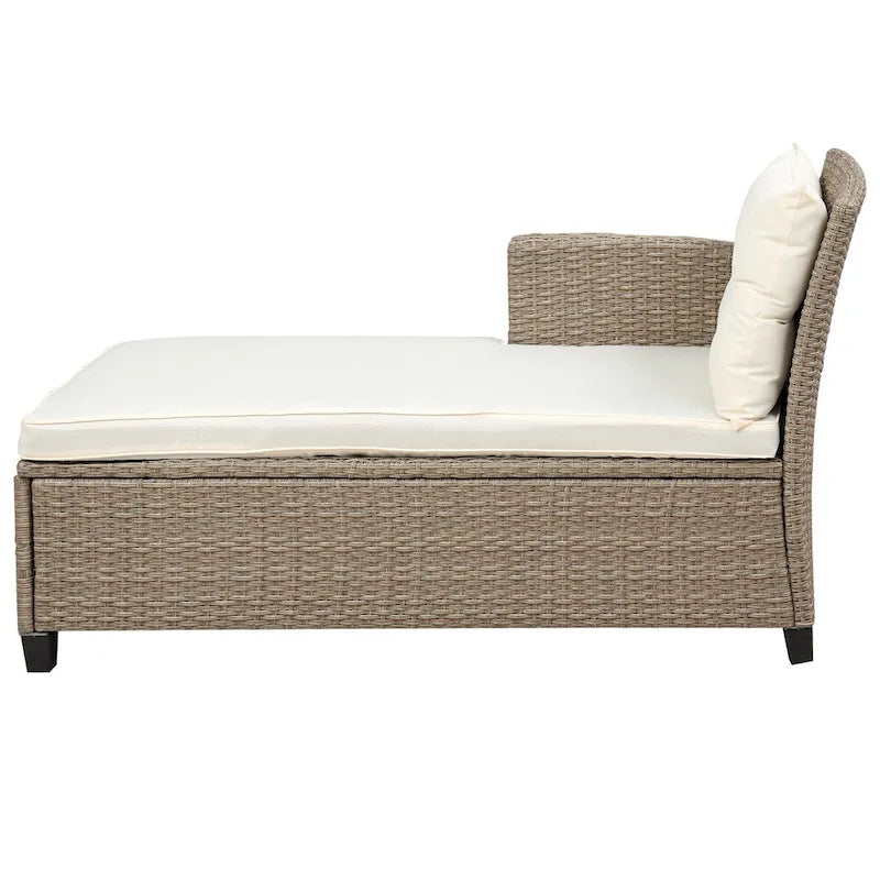 Salon, Extérieur, Ensembles de mobilier de patio, Canapé sectionnel en rotin 4 pièces avec coussins d'assise
