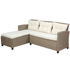 Salon, Extérieur, Ensembles de mobilier de patio, Canapé sectionnel en rotin 4 pièces avec coussins d'assise