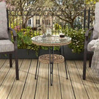Dana Boho 19-inch Outdoor Patio Wicker Round Coffee Table with Tempered Glass Top and Metal Legs by M&L Co.