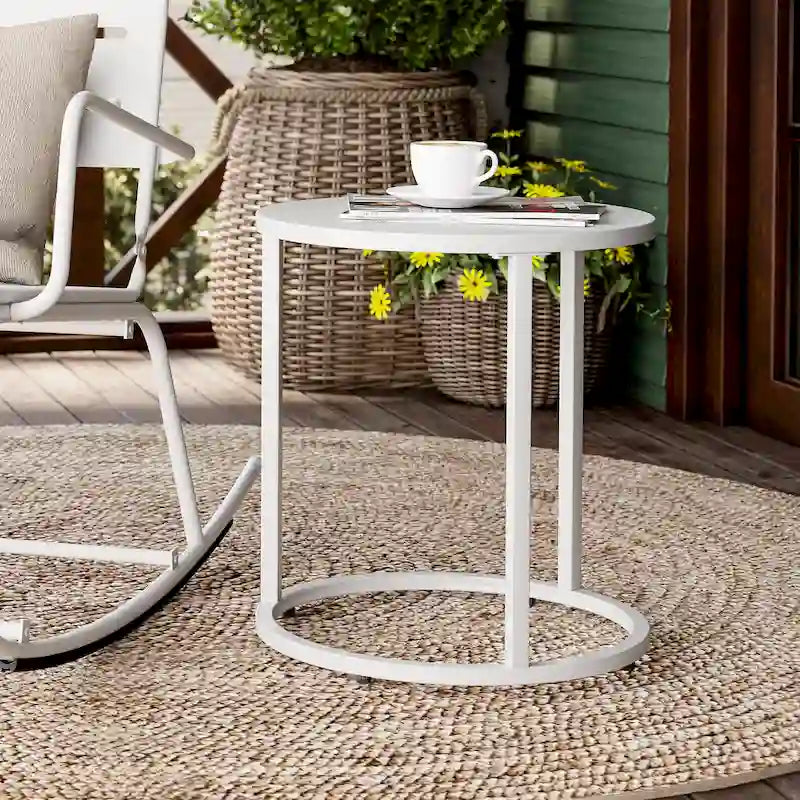 Table d'appoint ronde moderne en métal pour l'extérieur Crestlive Products