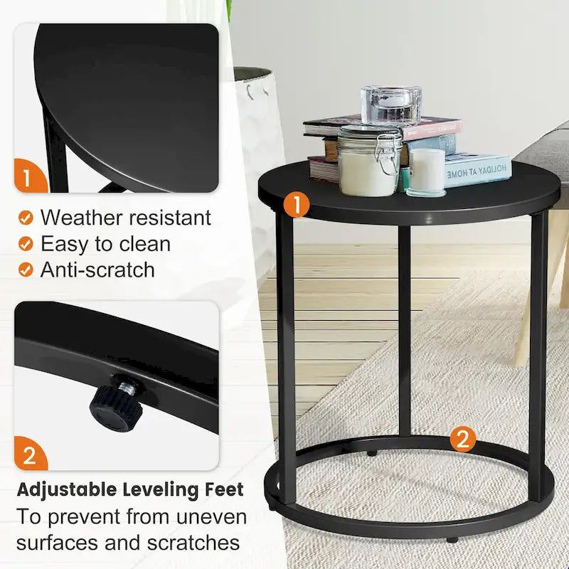Table d'appoint ronde moderne en métal pour l'extérieur Crestlive Products