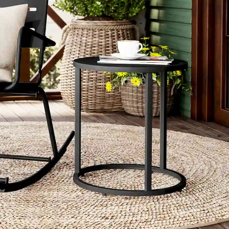 Table d'appoint ronde moderne en métal pour l'extérieur Crestlive Products
