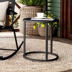 Table d'appoint ronde moderne en métal pour l'extérieur Crestlive Products