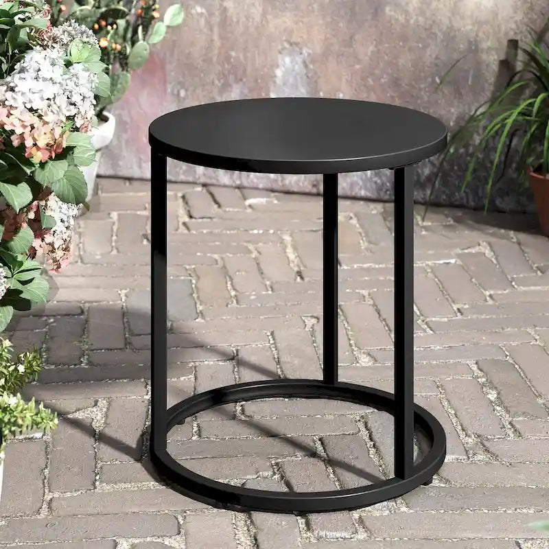 Table d'appoint ronde moderne en métal pour l'extérieur Crestlive Products