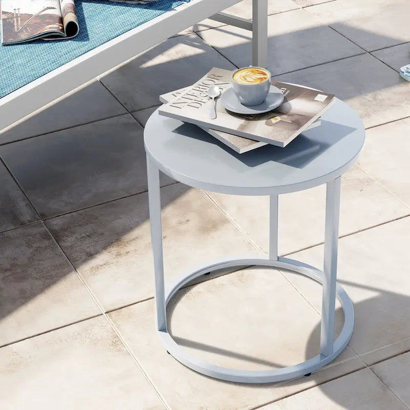 Table d'appoint ronde moderne en métal pour l'extérieur Crestlive Products