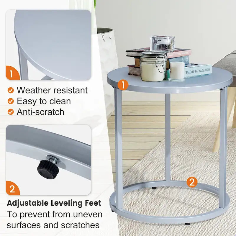 Table d'appoint ronde moderne en métal pour l'extérieur Crestlive Products