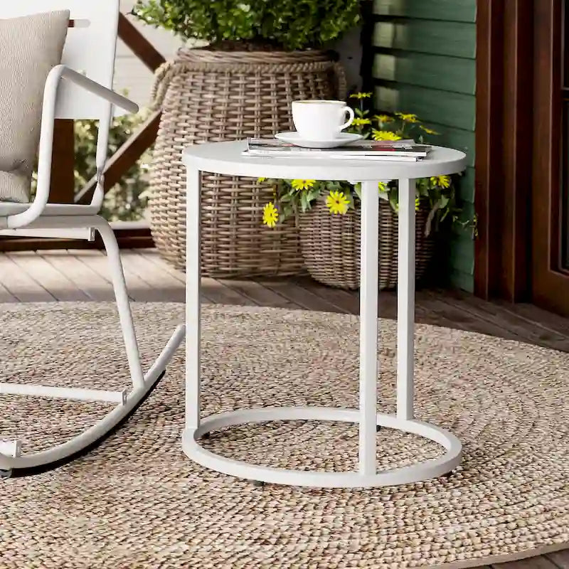 Table d'appoint ronde moderne en métal pour l'extérieur Crestlive Products