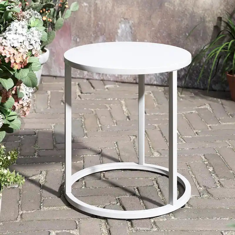 Table d'appoint ronde moderne en métal pour l'extérieur Crestlive Products