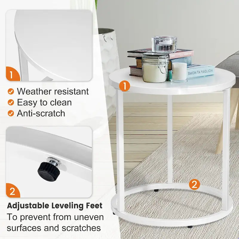 Table d'appoint ronde moderne en métal pour l'extérieur Crestlive Products