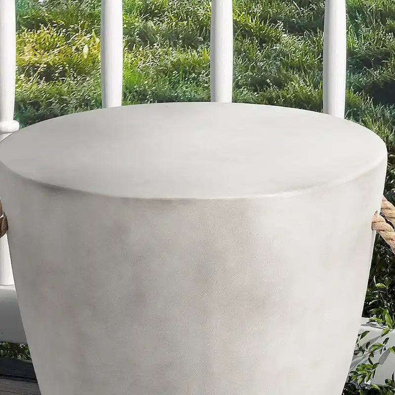 Table d'appoint d'extérieur en béton VENTOPYR avec corde de chanvre pour terrasse