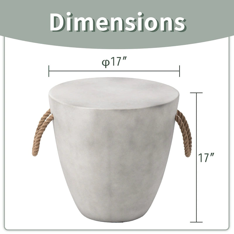 Table d'appoint d'extérieur en béton VENTOPYR avec corde de chanvre pour terrasse
