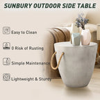 Table d'appoint d'extérieur en béton VENTOPYR avec corde de chanvre pour terrasse