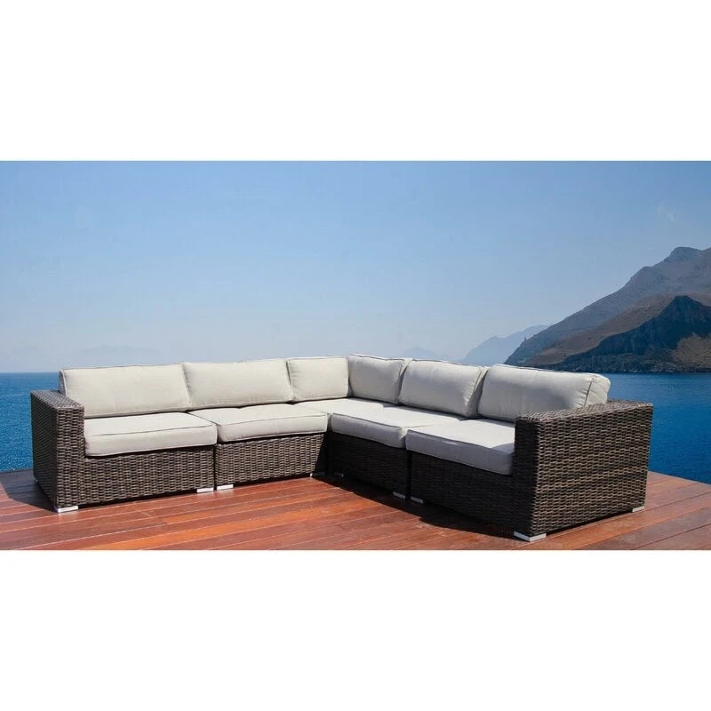 LSI 94 Wide Outdoor Wicker Patio Sectional with Cushions