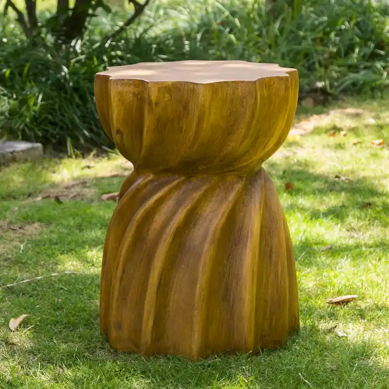 Adeco Indoor Outdoor Lightweight Concrete Side Table