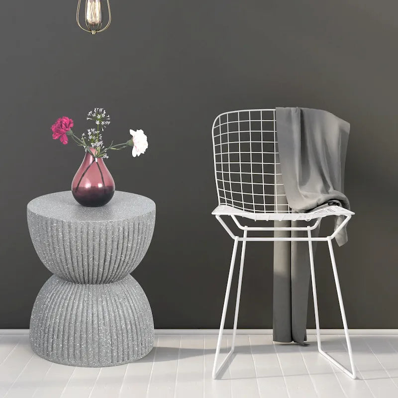 Table d'appoint en béton léger Adeco, pour l'intérieur et l'extérieur