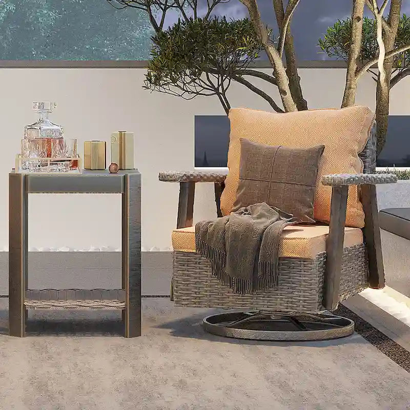 Fauteuil à bascule pivotant Cozywor en osier pour patio