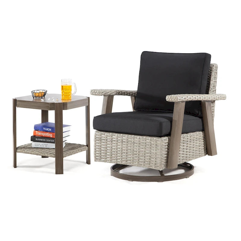 Fauteuil à bascule pivotant Cozywor en osier pour patio
