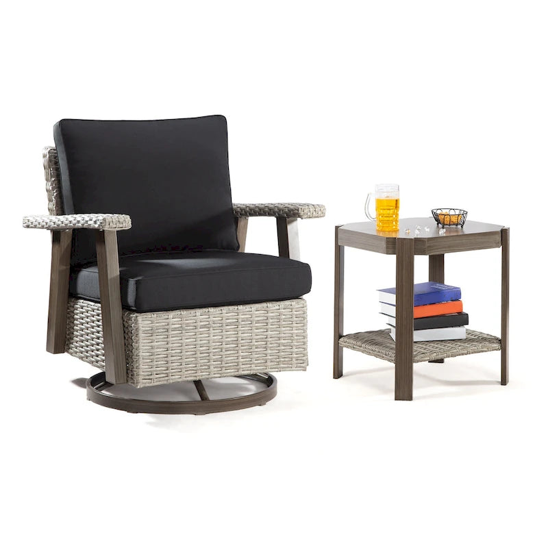 Fauteuil à bascule pivotant Cozywor en osier pour patio