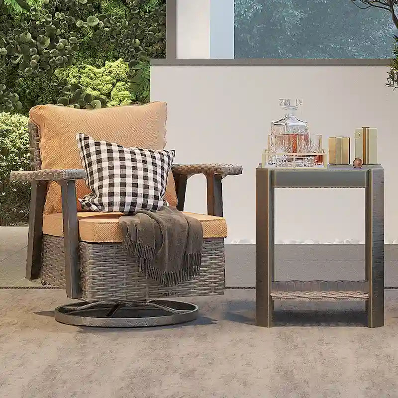 Fauteuil à bascule pivotant Cozywor en osier pour patio