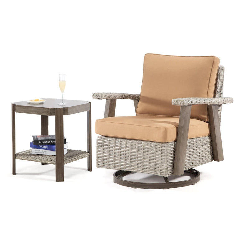 Fauteuil à bascule pivotant Cozywor en osier pour patio