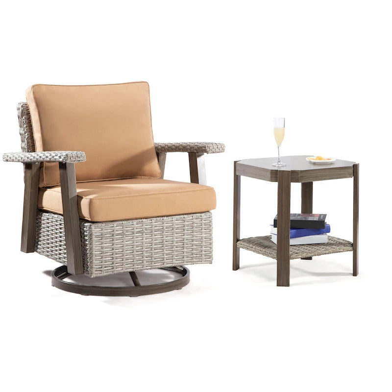 Fauteuil à bascule pivotant Cozywor en osier pour patio