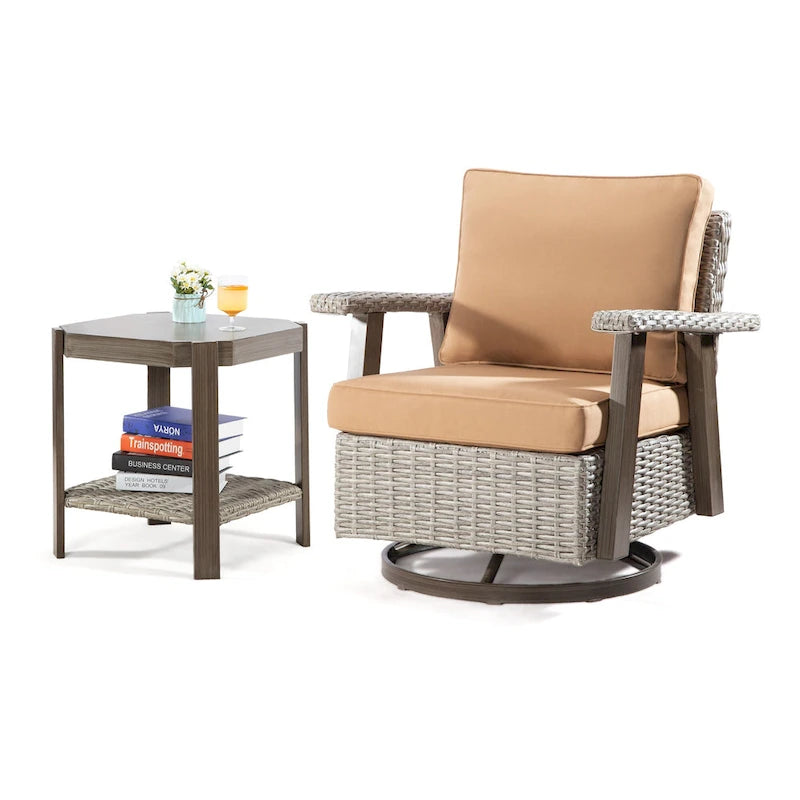 Fauteuil à bascule pivotant Cozywor en osier pour patio
