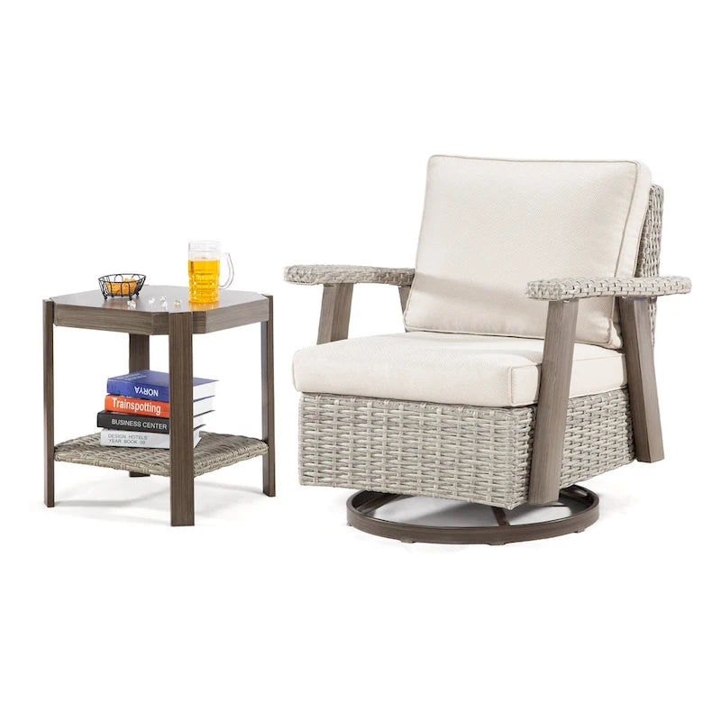 Fauteuil à bascule pivotant Cozywor en osier pour patio