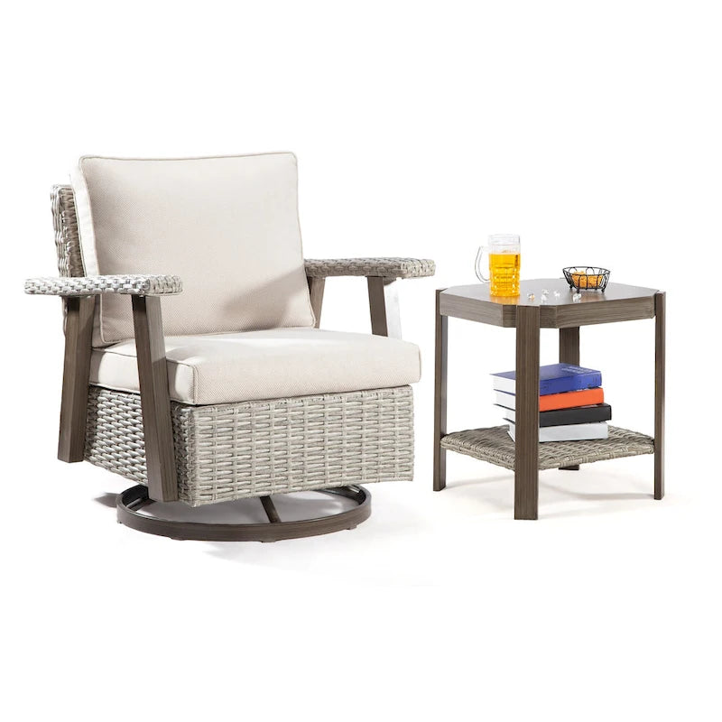 Fauteuil à bascule pivotant Cozywor en osier pour patio