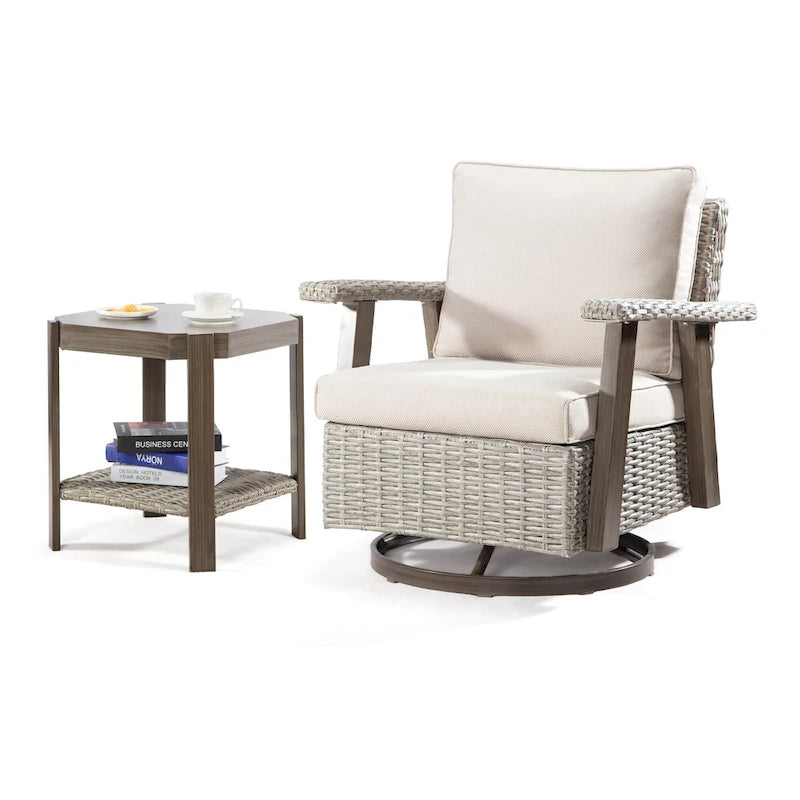 Fauteuil à bascule pivotant Cozywor en osier pour patio