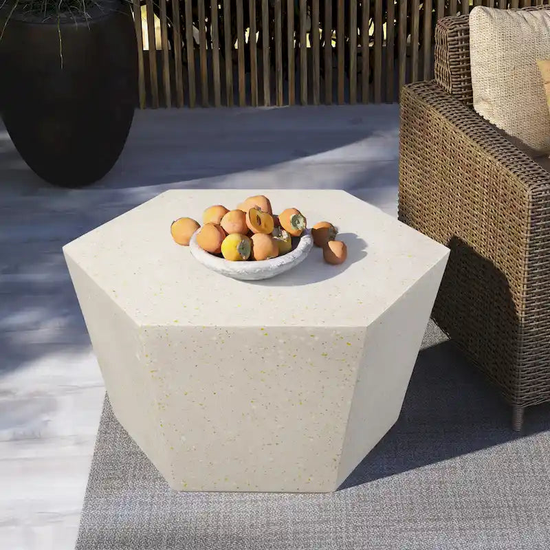 UPHA 28-Inch Outdoor Patio Magnesium Oxide Hexagon Furniture Coffee Table