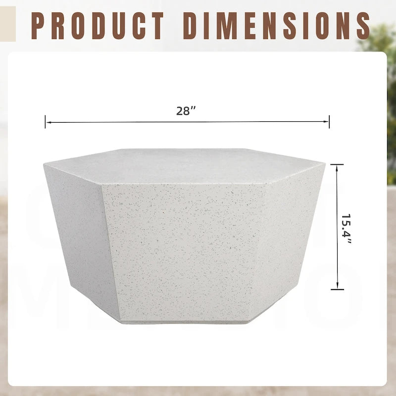 Table basse de jardin hexagonale UPHA de 28 pouces en oxyde de magnésium