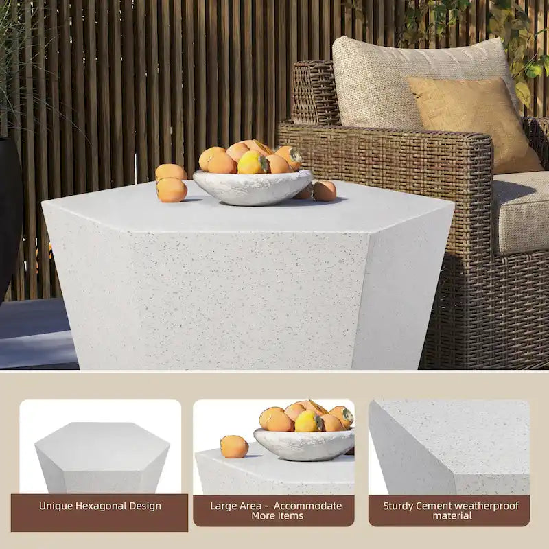Table basse de jardin hexagonale UPHA de 28 pouces en oxyde de magnésium