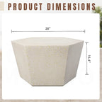 Table basse de jardin hexagonale UPHA de 28 pouces en oxyde de magnésium