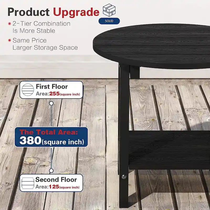 WINSOON Tables d'appoint d'extérieur à 2 niveaux HIPS, toutes saisons, Tables Adirondack