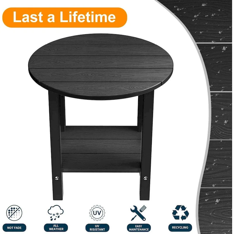 WINSOON Tables d'appoint d'extérieur à 2 niveaux HIPS, toutes saisons, Tables Adirondack
