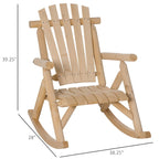 Fauteuil à bascule Outsunny Adirondack rustique d'extérieur, rocking chair de patio en bois de sapin au design bûche à lattes pour la détente sur la véranda ou dans le jardin