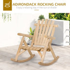 Fauteuil à bascule Outsunny Adirondack rustique d'extérieur, rocking chair de patio en bois de sapin au design bûche à lattes pour la détente sur la véranda ou dans le jardin