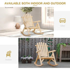 Fauteuil à bascule Outsunny Adirondack rustique d'extérieur, rocking chair de patio en bois de sapin au design bûche à lattes pour la détente sur la véranda ou dans le jardin
