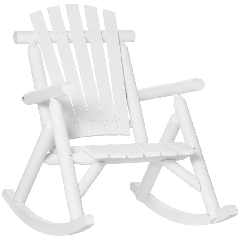 Fauteuil à bascule Outsunny Adirondack rustique d'extérieur, rocking chair de patio en bois de sapin au design bûche à lattes pour la détente sur la véranda ou dans le jardin