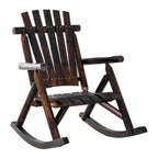 Fauteuil à bascule Outsunny Adirondack rustique d'extérieur, rocking chair de patio en bois de sapin au design bûche à lattes pour la détente sur la véranda ou dans le jardin