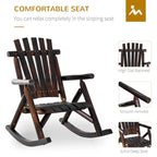 Fauteuil à bascule Outsunny Adirondack rustique d'extérieur, rocking chair de patio en bois de sapin au design bûche à lattes pour la détente sur la véranda ou dans le jardin