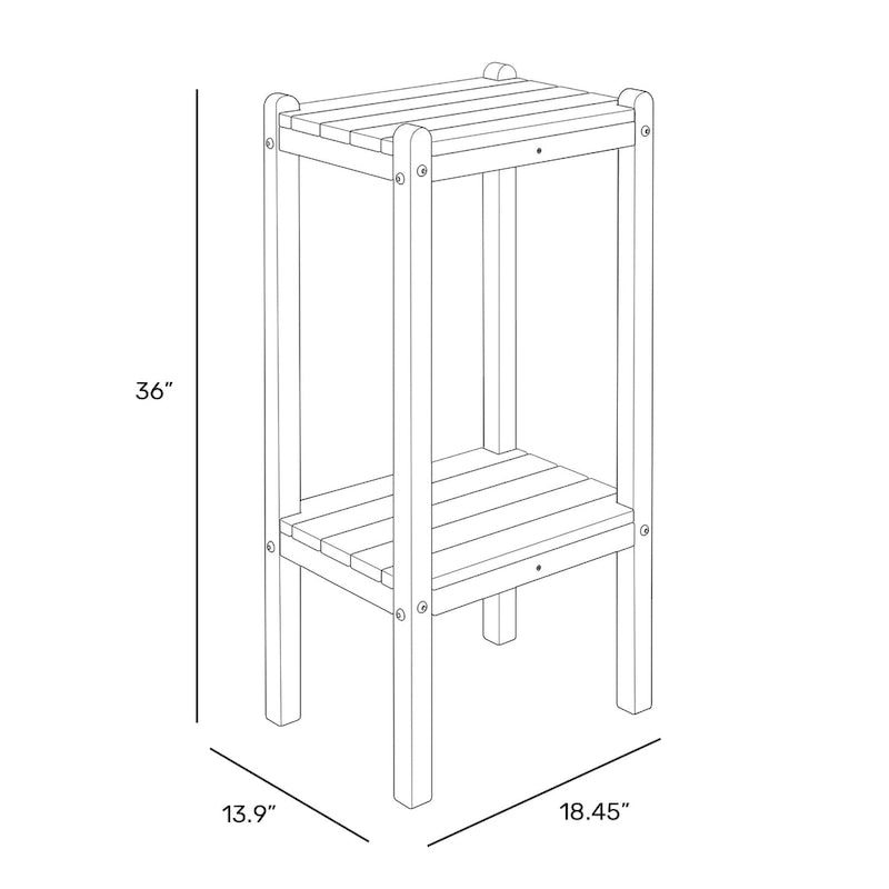 Table carrée d'extérieur Polytrends Laguna en PEHD toutes saisons à deux étagères pour patio