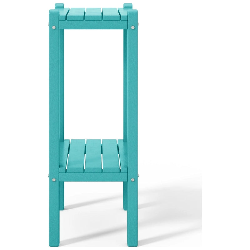 Table carrée d'extérieur Polytrends Laguna en PEHD toutes saisons à deux étagères pour patio