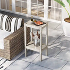 Table carrée d'extérieur Polytrends Laguna en PEHD toutes saisons à deux étagères pour patio