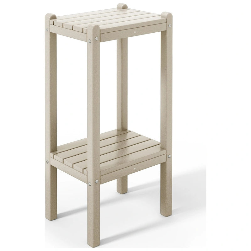 Table carrée d'extérieur Polytrends Laguna en PEHD toutes saisons à deux étagères pour patio