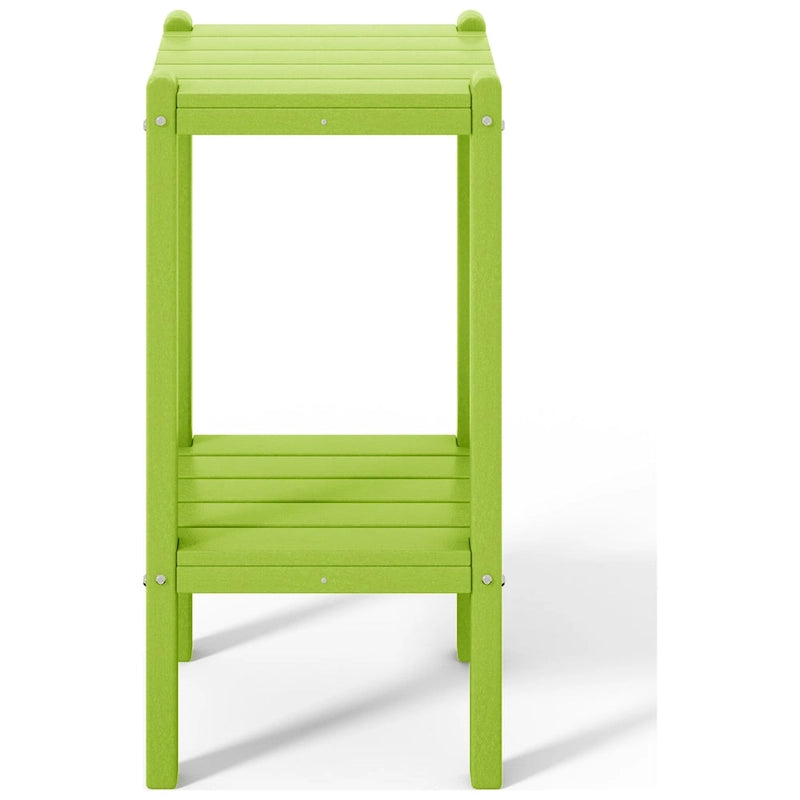 Table carrée d'extérieur Polytrends Laguna en PEHD toutes saisons à deux étagères pour patio