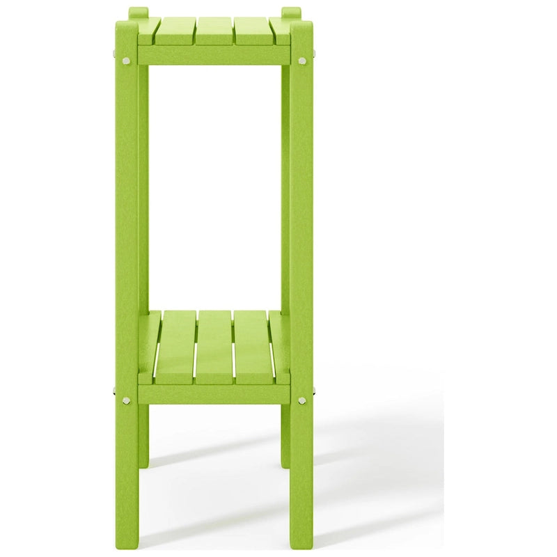 Table carrée d'extérieur Polytrends Laguna en PEHD toutes saisons à deux étagères pour patio