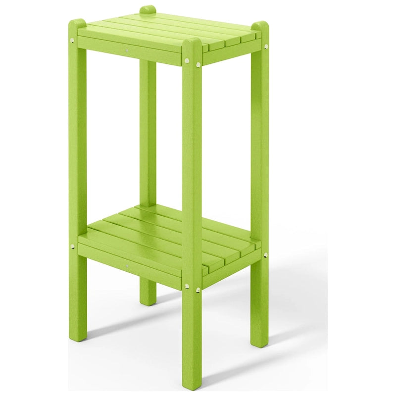 Table carrée d'extérieur Polytrends Laguna en PEHD toutes saisons à deux étagères pour patio